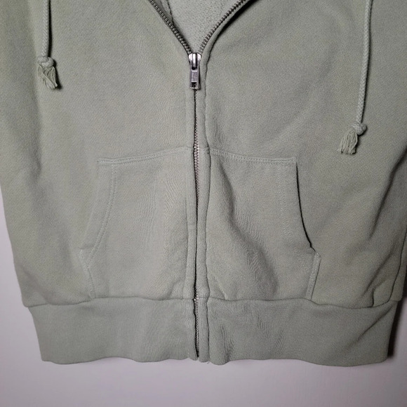 Brandy Melville Light Green Hooded Zip-Up Vest Sweater | One Size - Picture 2 of 8